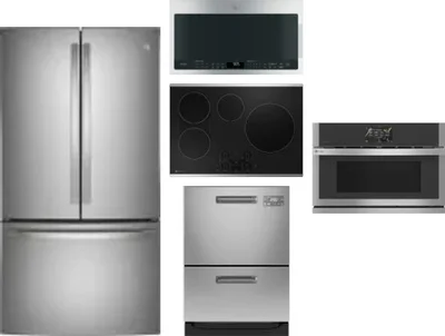 5 Piece Package Includes Refrigerator, Cooktop, Wall Oven, Microwave And Dishwasher